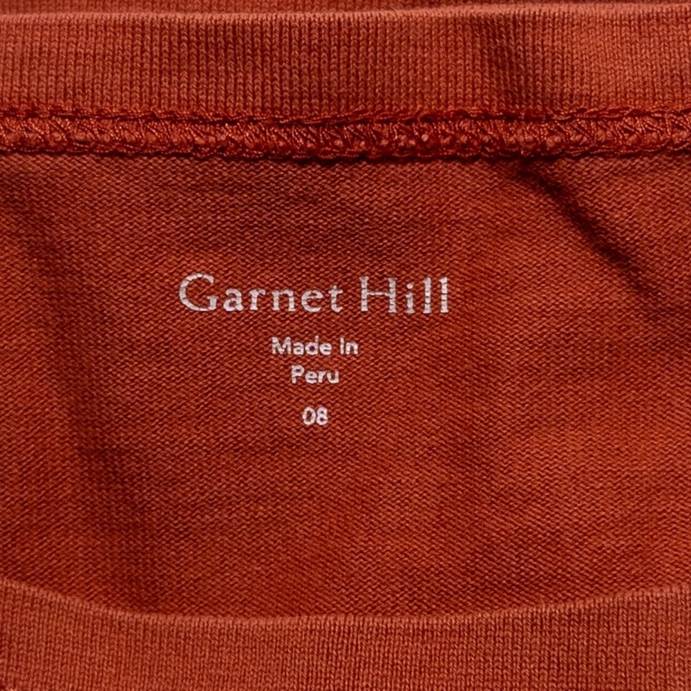 Garnet Hill Tunic Dress Sz 8 Orange Organic Cotton Jersey Knit 3/4 Sleeve Casual - Picture 7 of 8